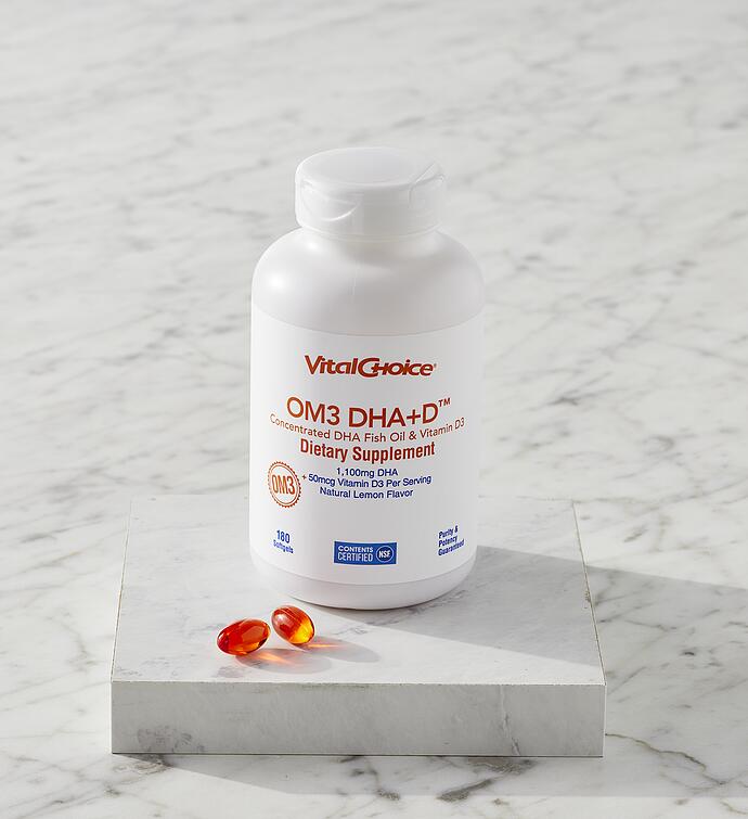 OM3 DHA+D™ Concentrated DHA Fish Oil and Vitamin D3 Dietary Supplement