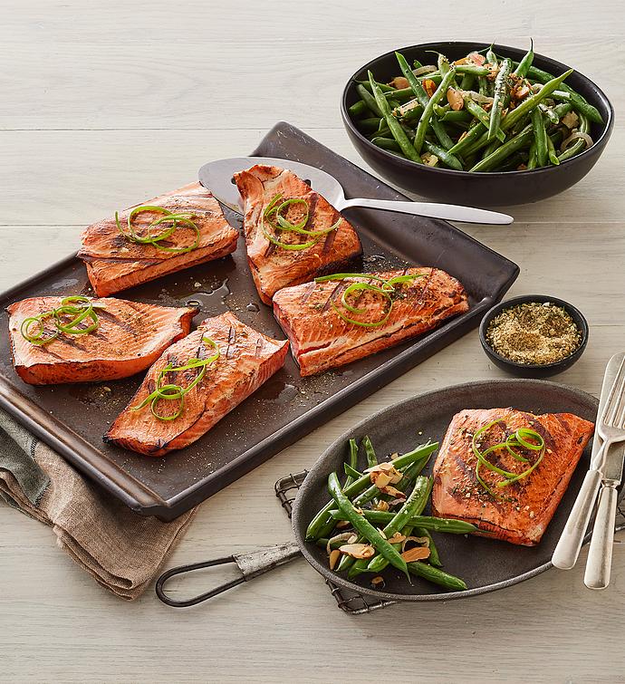 MSC Wild Alaskan Sockeye Salmon and Black Truffle Almond Green Beans