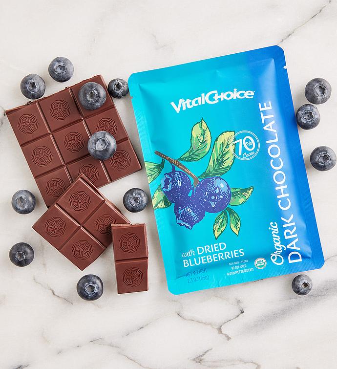Organic Dark Chocolate with Dried Blueberries 4 Pack Vital Choice