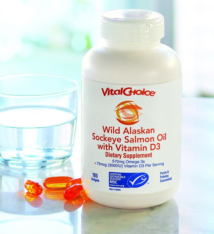 MSC Wild Alaskan Sockeye Salmon Oil and Vitamin D3 Dietary Supplement