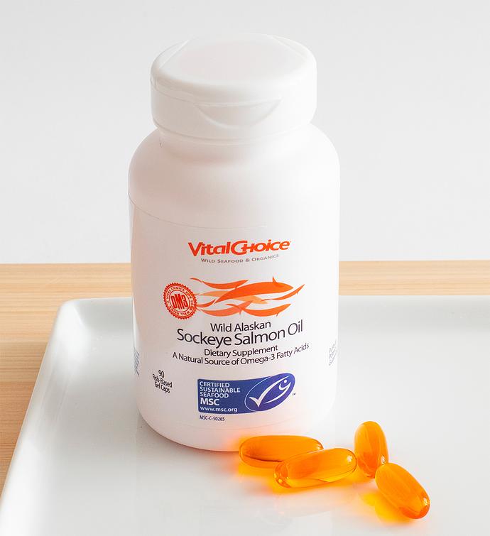 Wild Alaskan Sockeye Salmon Oil 1,000mg gel caps Vital Choice